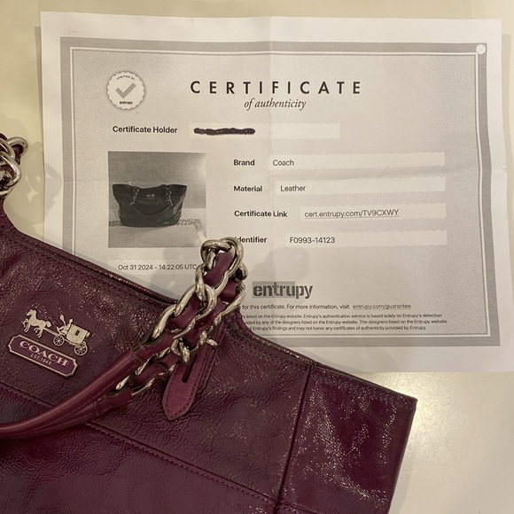 Coach Tribeca Double Strap Patent Leather Tote Shoulder Bag 14123 Authentic - Picture 14 of 16